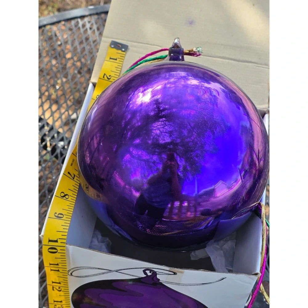 Purple Mercury Glass Medium Ball Christmas Ornament with Box 6 Inch Diameter